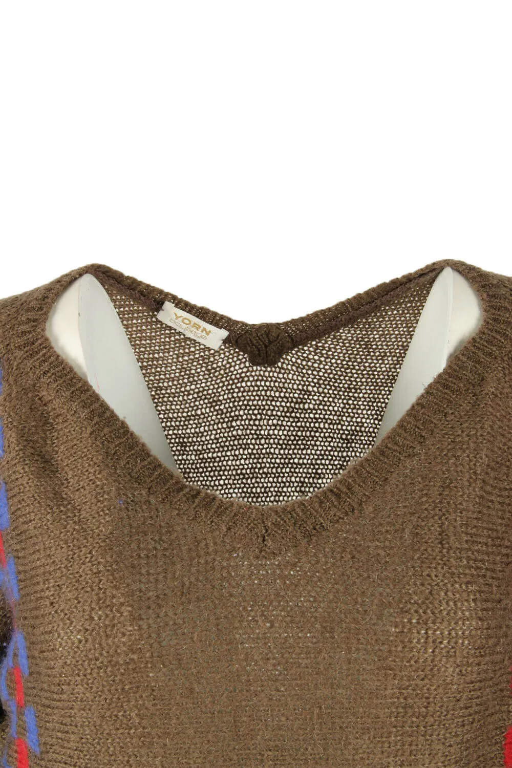 Vintage Ladies Jumper V Neck Plain Pullover Retro 90s Brown Size L - Pepper Tree London