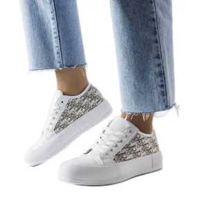 White sneakers with a beige pattern from Marquis