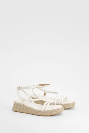 Wide Width Skinny Strap Flatform Sandals