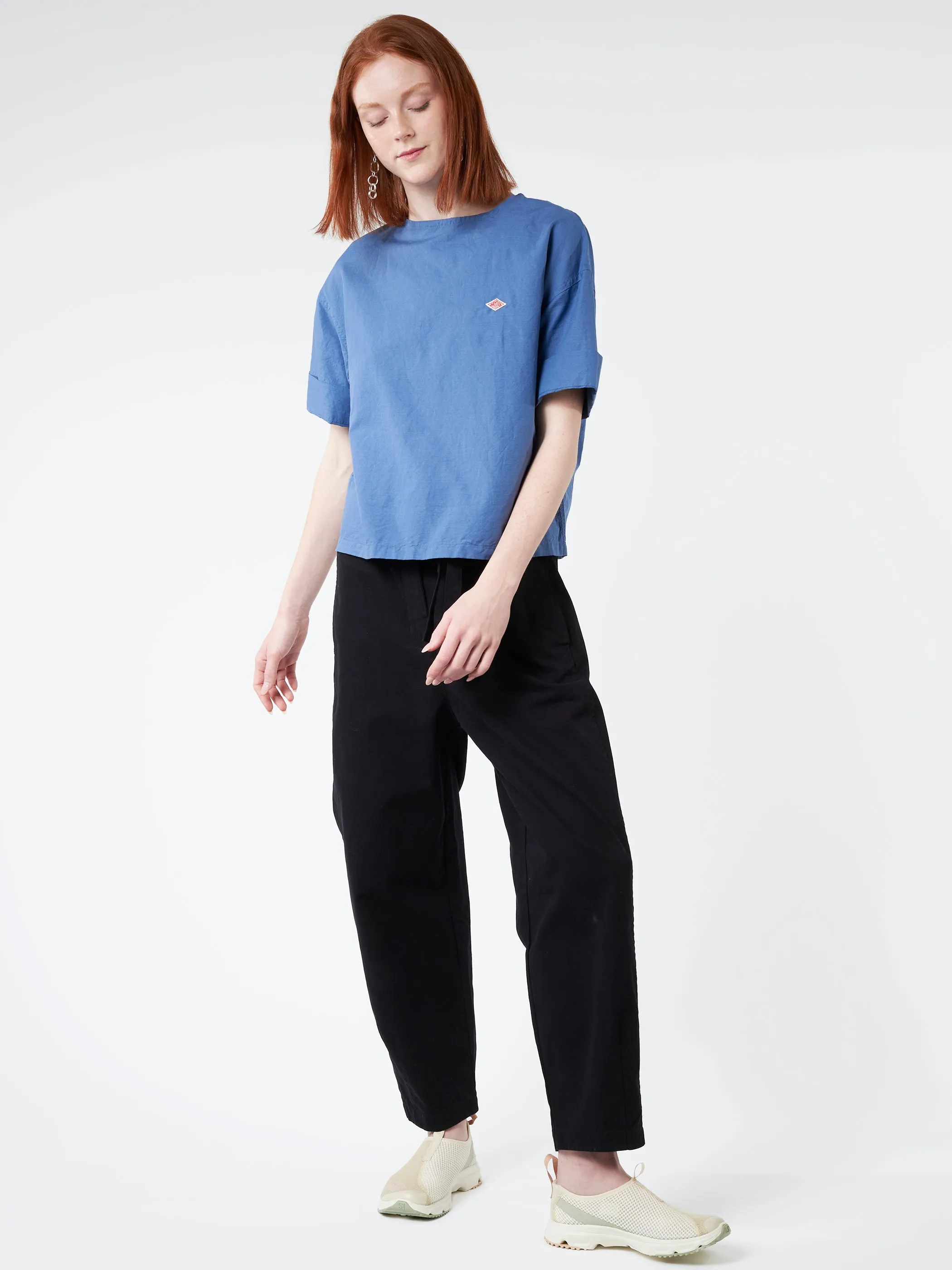 Women's Cotton Linen Collarless Pullover Shirt