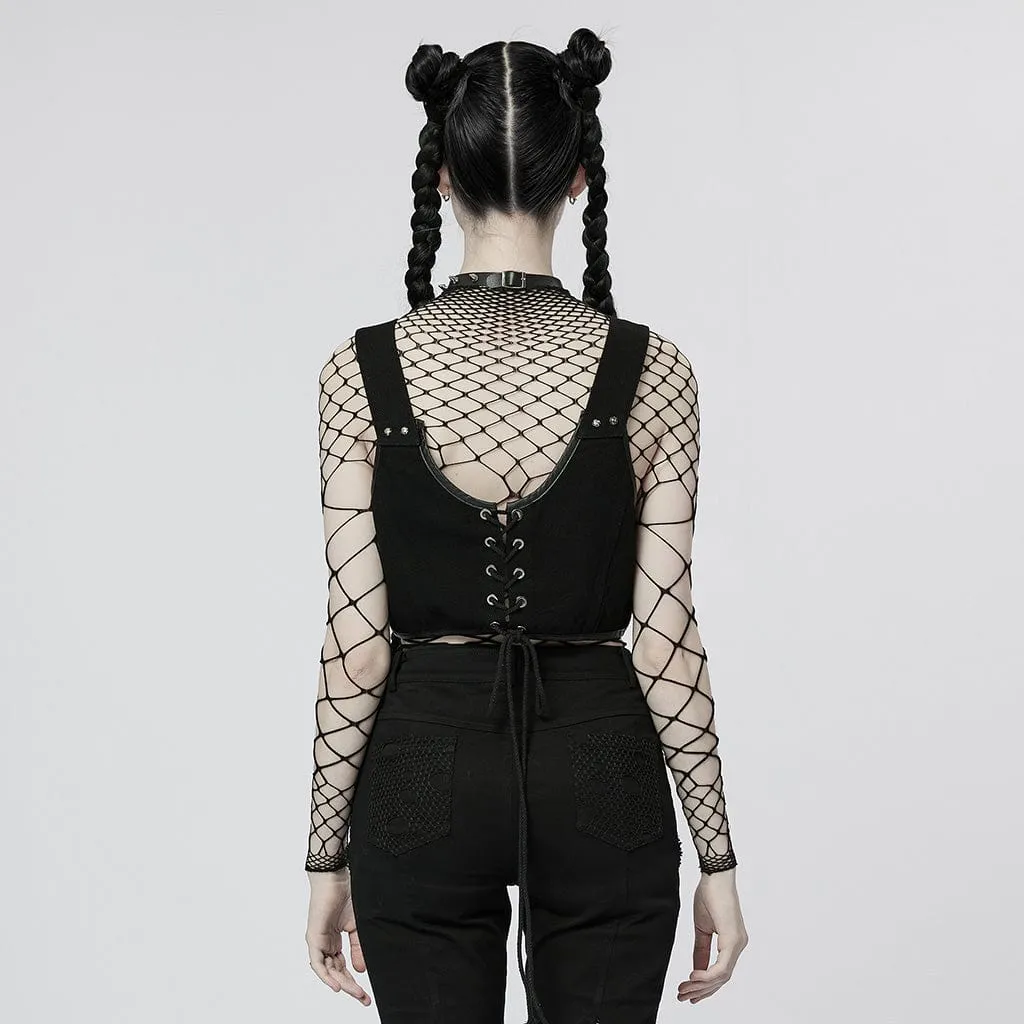 Women's Punk Strappy Eyelets Vest