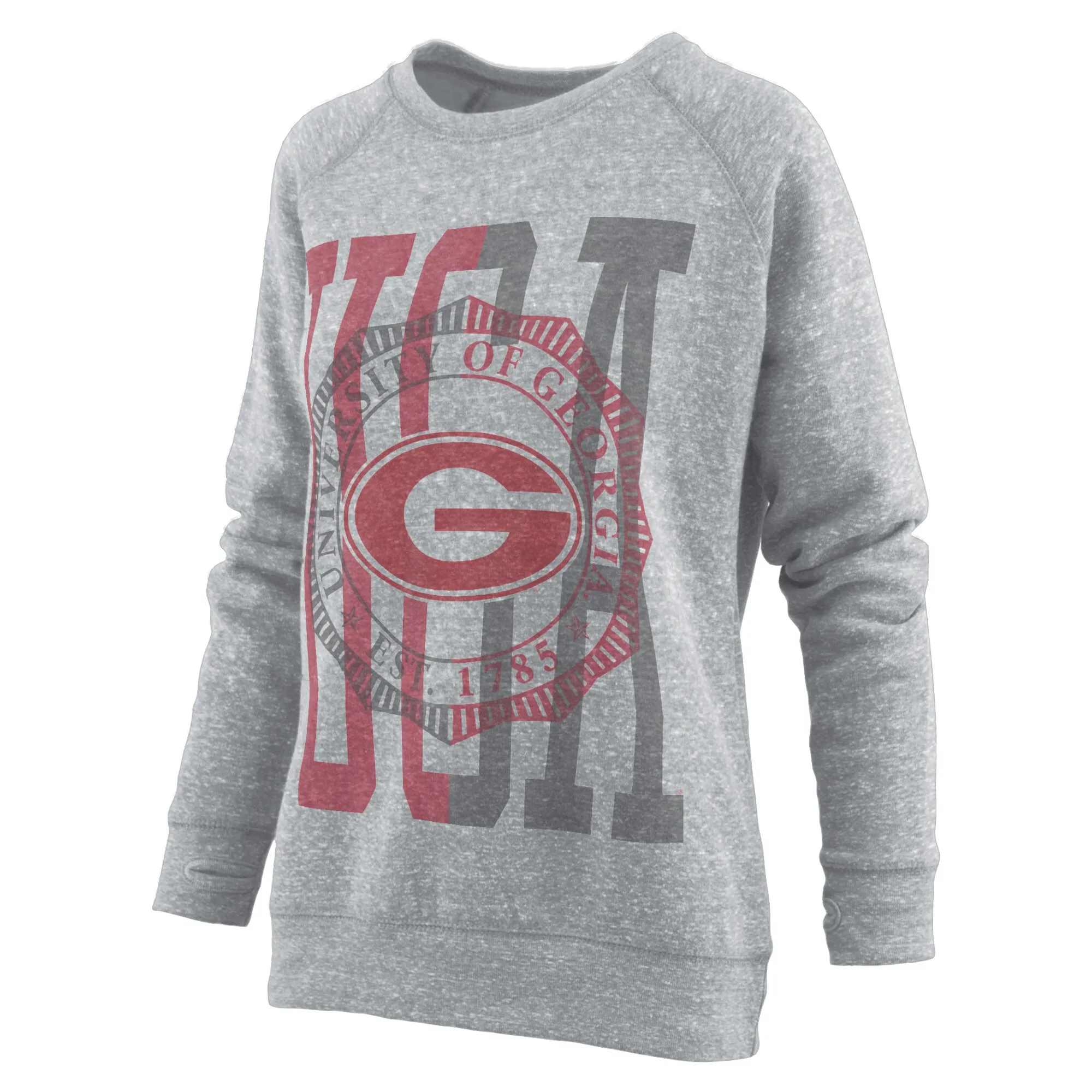 Women's Pressbox Heather Gray Georgia Bulldogs Knobi Raglan Pullover Sweatshirt